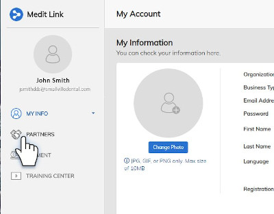 The profile page of the Medit link website The profile page of the Medit link website