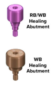 An infographic image showcasing the RB & WB healing abutment implant tool