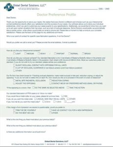 The post of Doctor Preference Profile for Global Dental Solutions The post of Doctor Preference Profile for Global Dental Solutions